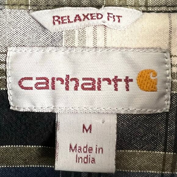 Carhartt shirt men’s medium Relaxed fit button-down long sleeve blue/green plaid - Picture 5 of 5